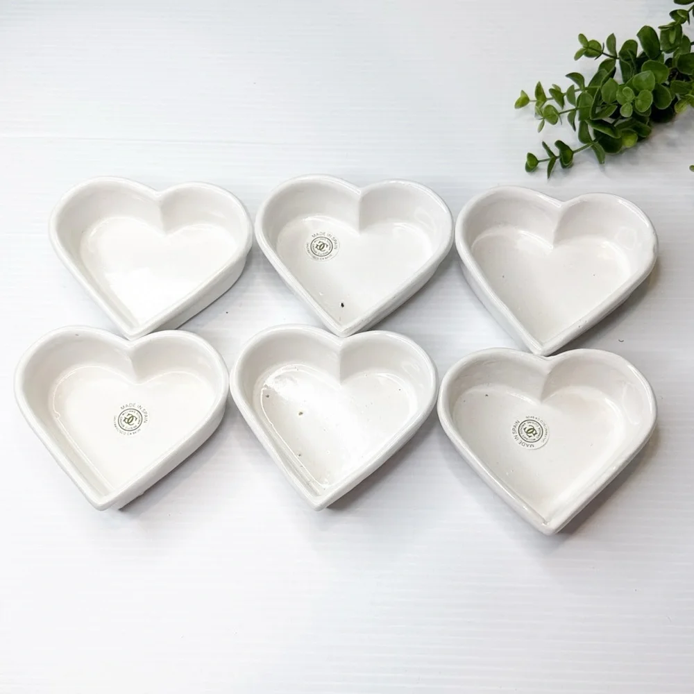 William Sonoma Heart-Shaped White Ceramic Ramekin Set